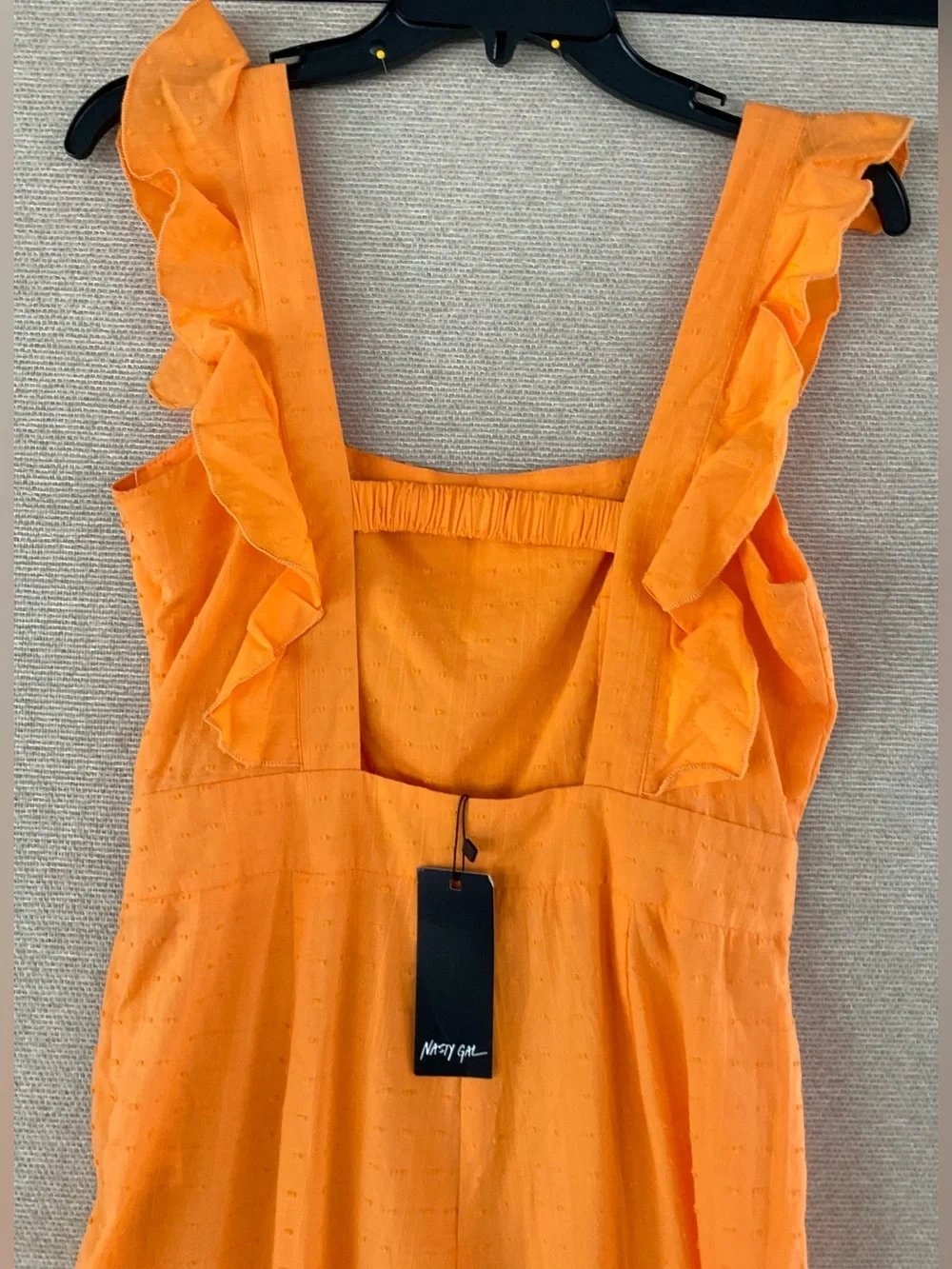 Nasty Gal Bright Orange Ruffle-Strap Wide-Leg Jumpsuit - Picture 10 of 14